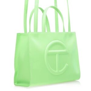 NEW ICONIC UNISEX Tel far Neon Green Shopping double strap TOTE MEDIUM